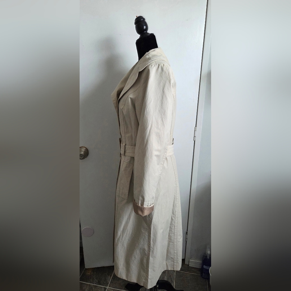 Donatella Double Breasted Beige Trench Coat Womens Size 12 - Picture 2 of 16